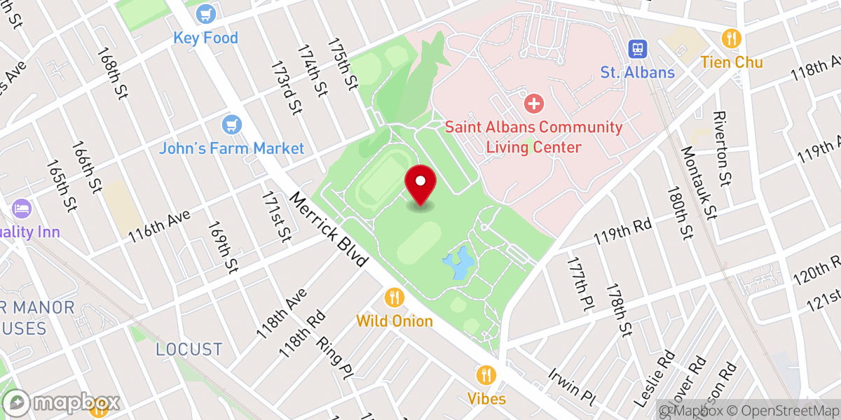 Map showing location of Roy Wilkins Park