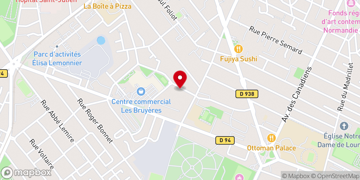 Map showing location of Impact Centre Chrétien Rouen
