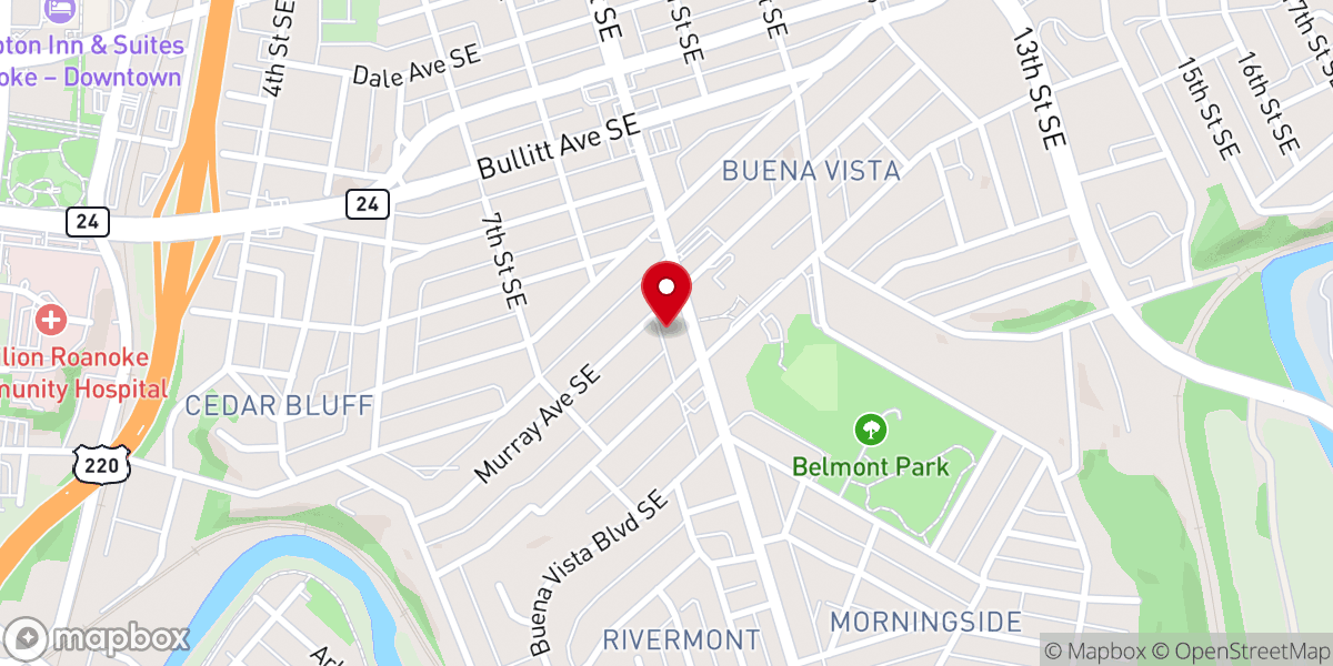 Map showing location of Belmont Presbyterian Church