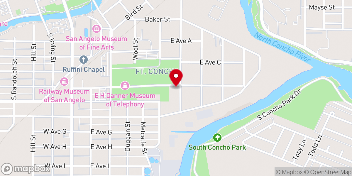 Map showing location of Refuge Ministries of San Angelo