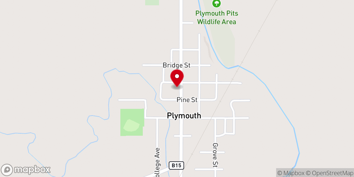Map showing location of Plymouth Bible Baptist Church