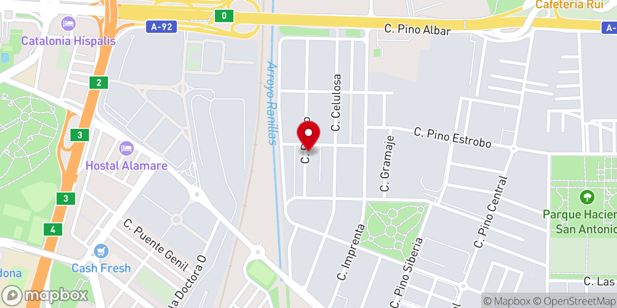 Map showing location of Iglesia Más Vida Sevilla