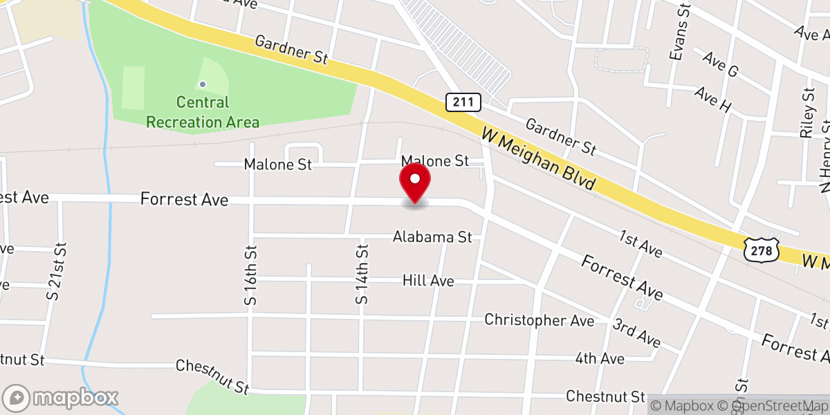 Map showing location of First Apostolic Faith Christian Church