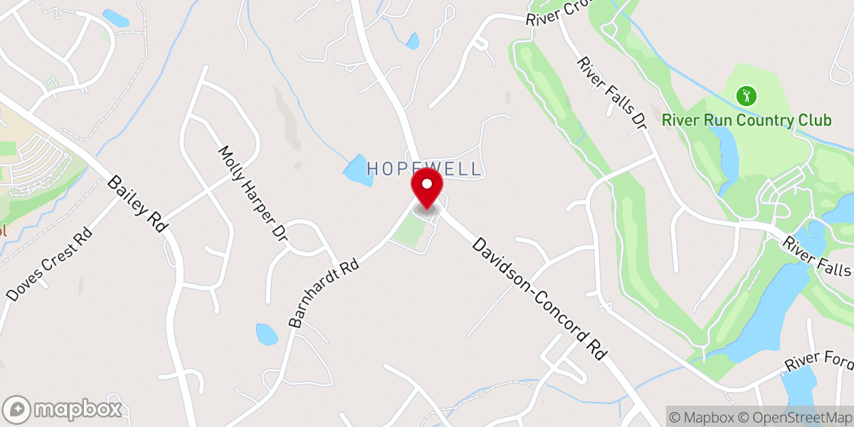Map showing location of Hopewell Baptist Church