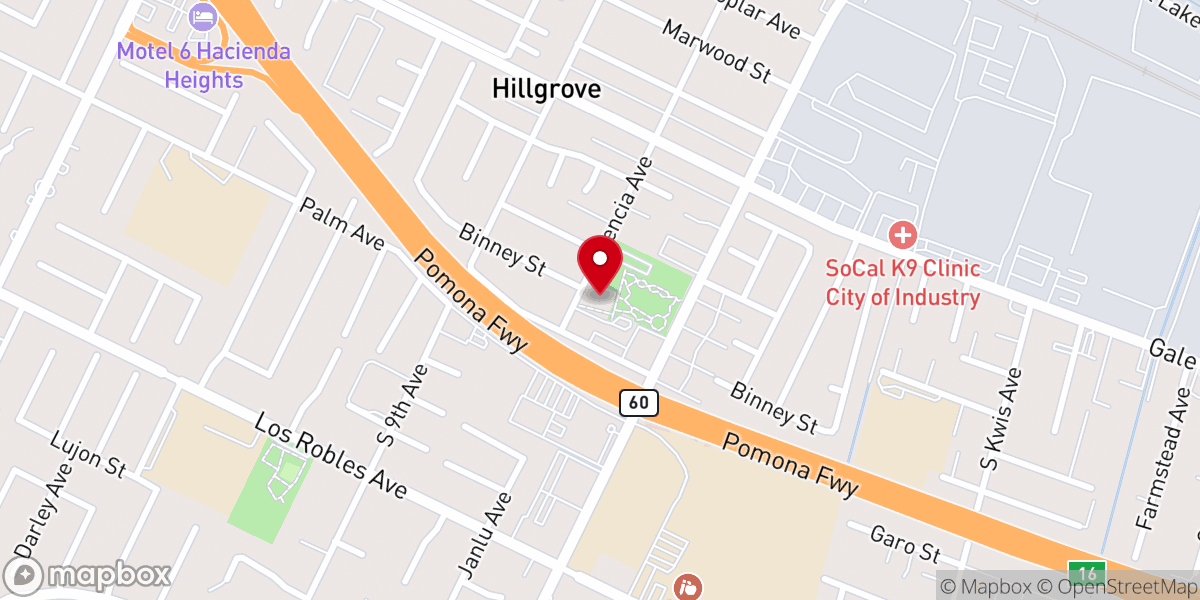Map showing location of Hacienda Heights Community and Rec Center
