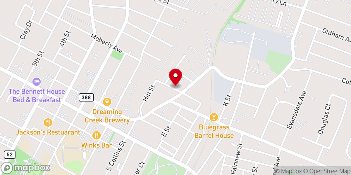 Map showing location of Elizabeth Missionary Baptist Church