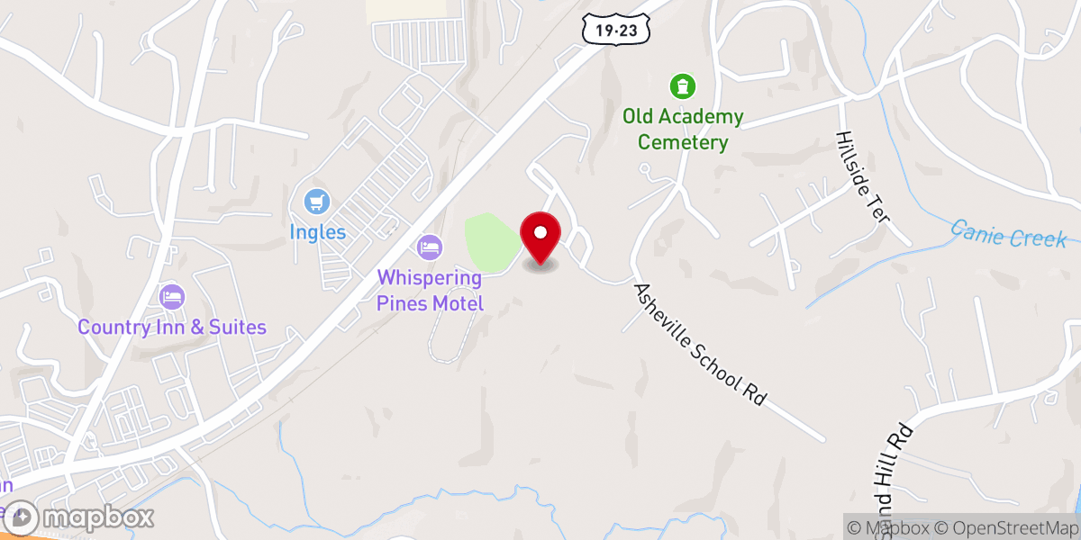 Map showing location of Old School - Asheville