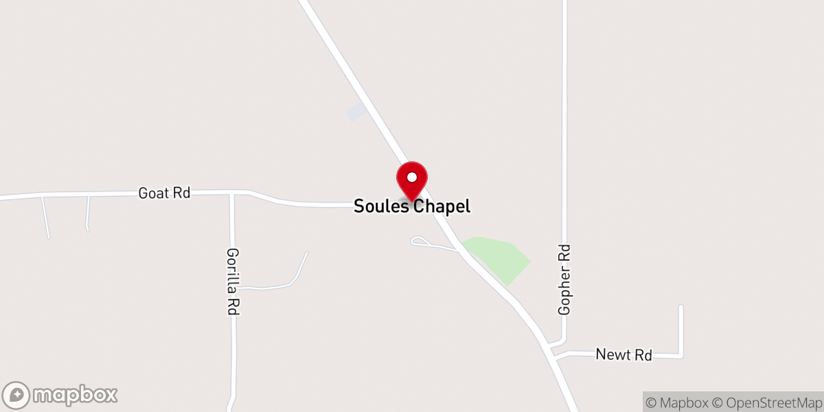 Map showing location of Soules Chapel