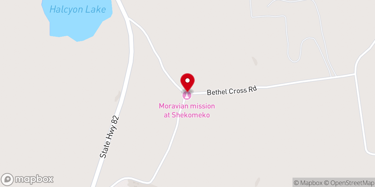 Map showing location of Moravian/Mohican Monument