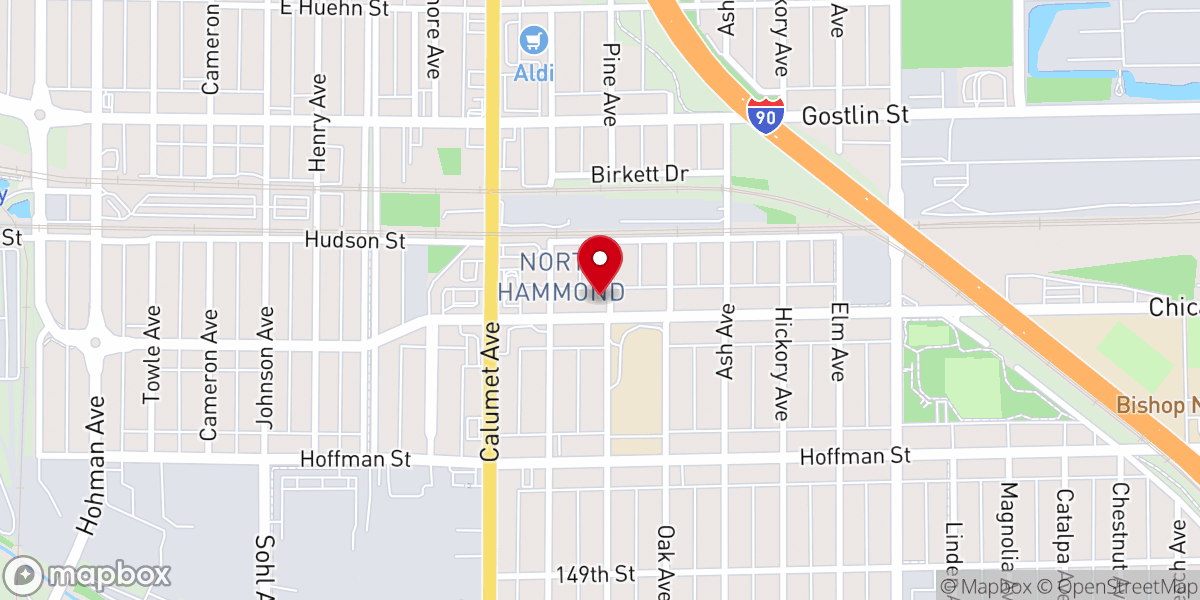 Map showing location of Hammond Hispanic Adventist Church