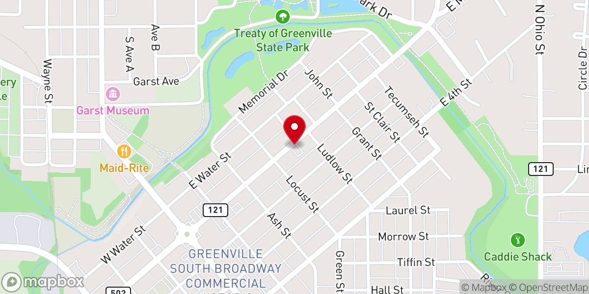Map showing location of East Main Church of Christ