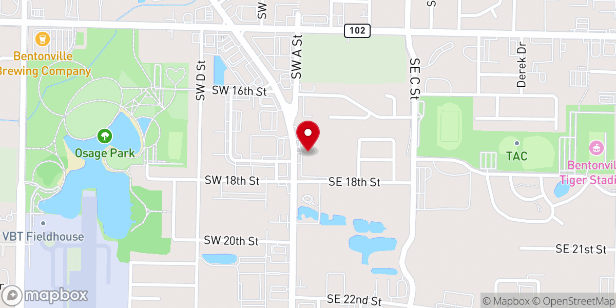 Map showing location of New Heights Bentonville