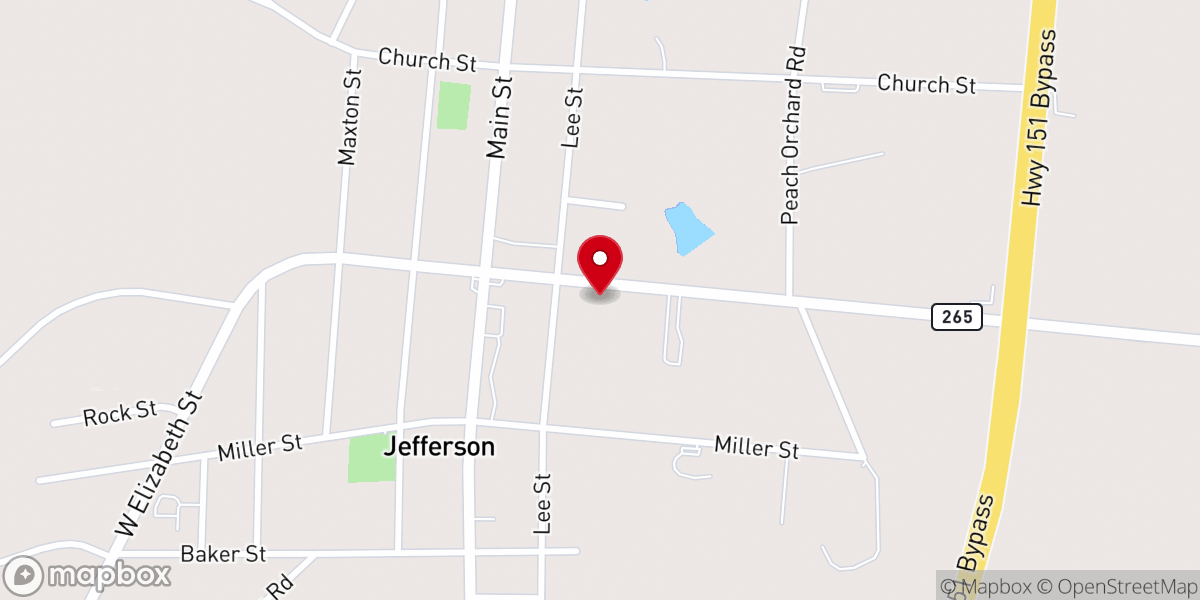 Map showing location of Jefferson Church of God
