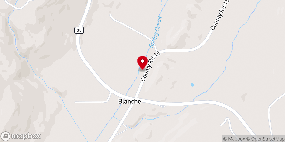 Map showing location of Blanche Methodist Church