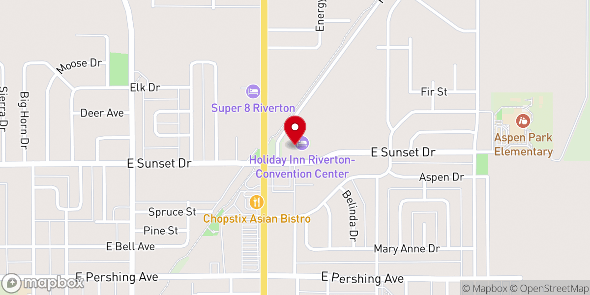 Map showing location of Holiday Inn Riverton-Convention Center by IHG