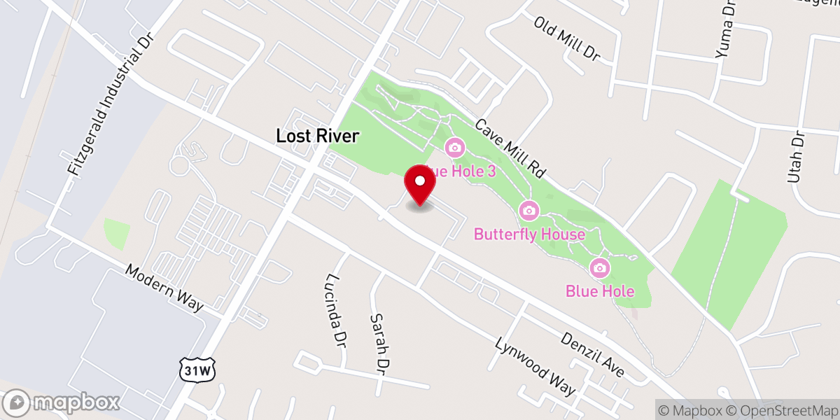 Map showing location of Lost River Church of Christ