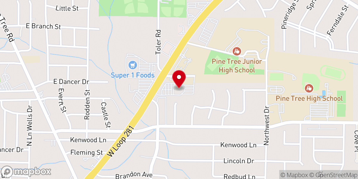 Map showing location of Longview Baptist Temple
