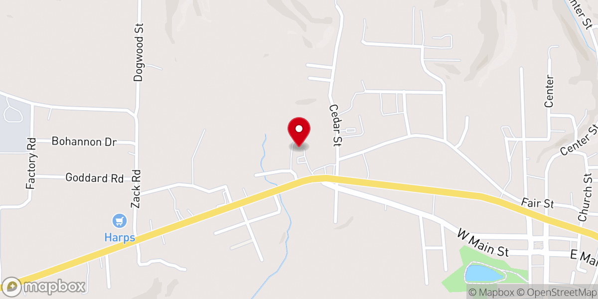 Map showing location of First Christian Church