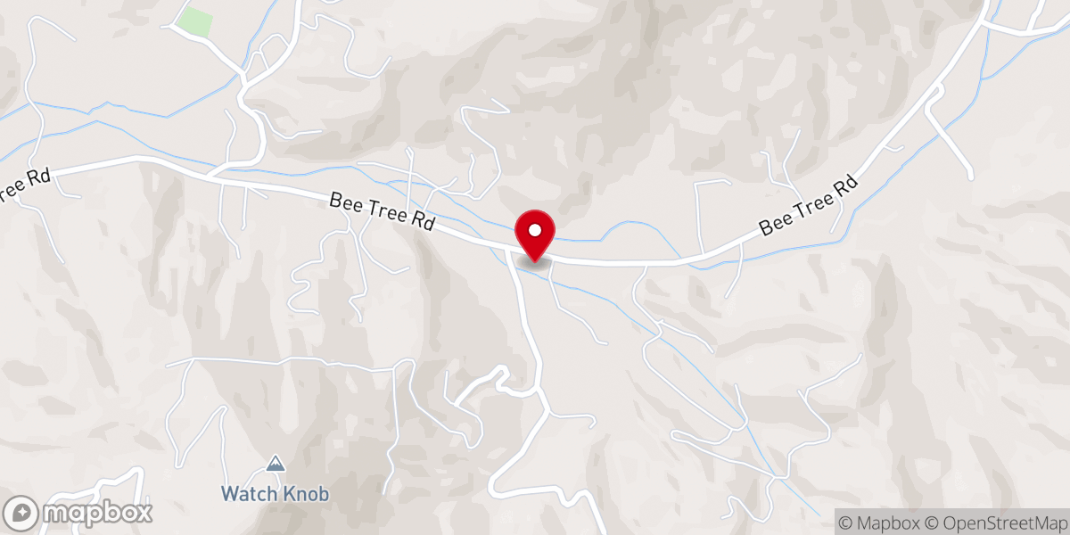 Map showing location of Bee Tree Christian Church