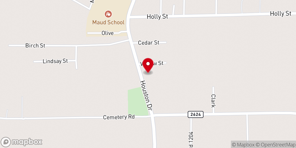 Map showing location of Maud Church of Christ