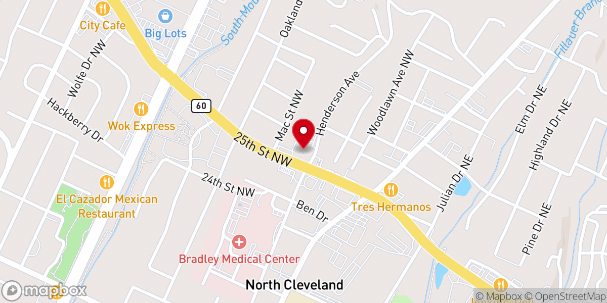Map showing location of Central Church of Christ