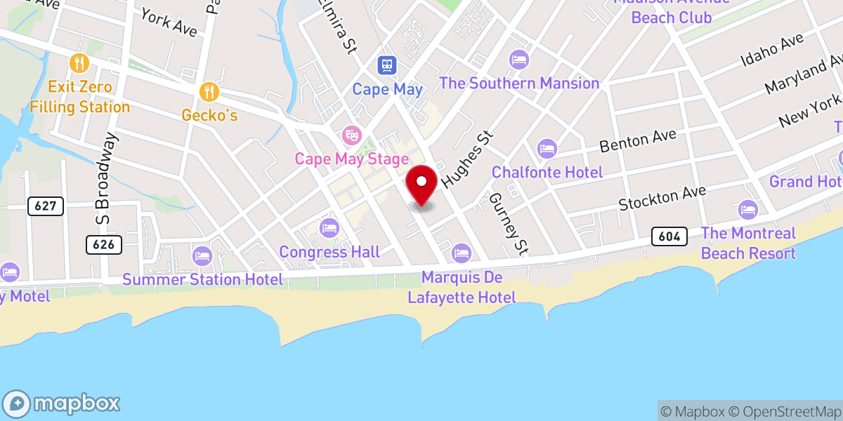 Map showing location of Cape May Presbyterian Church
