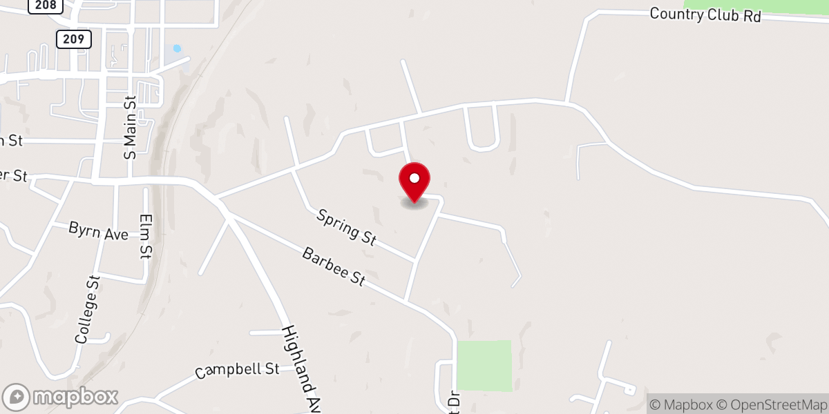 Map showing location of Gospel Rock Holiness Church