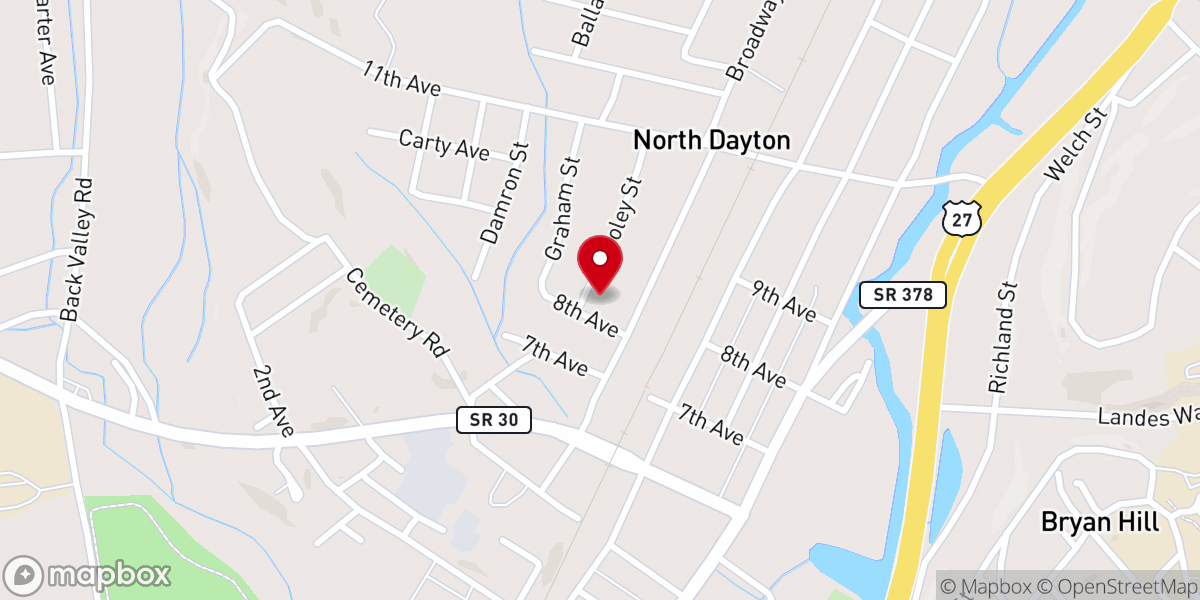 Map showing location of Dayton Community Chapel of Seventh-day Adventists