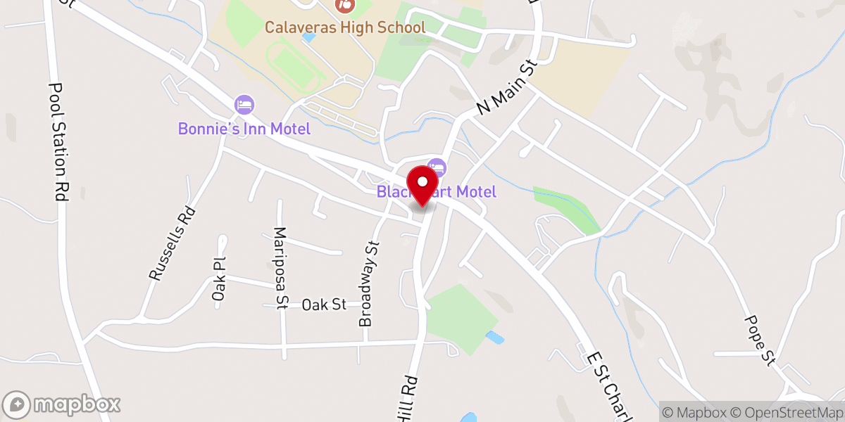 Map showing location of San Andreas Rotary Club