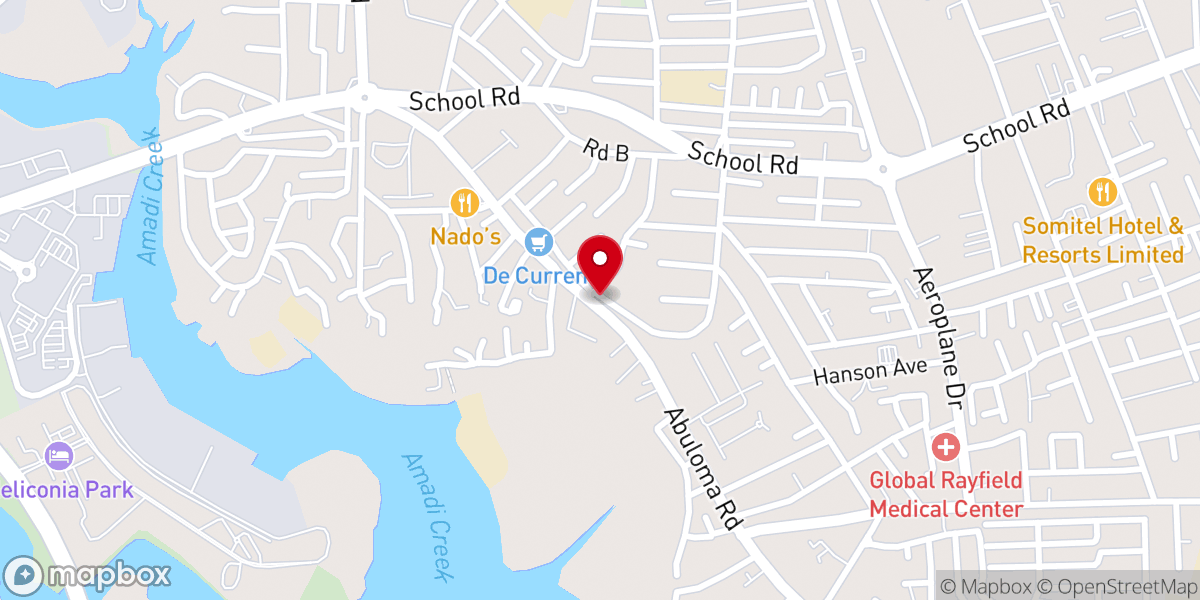 Map showing location of Living Faith Church, Winners Chapel Amadi Ama