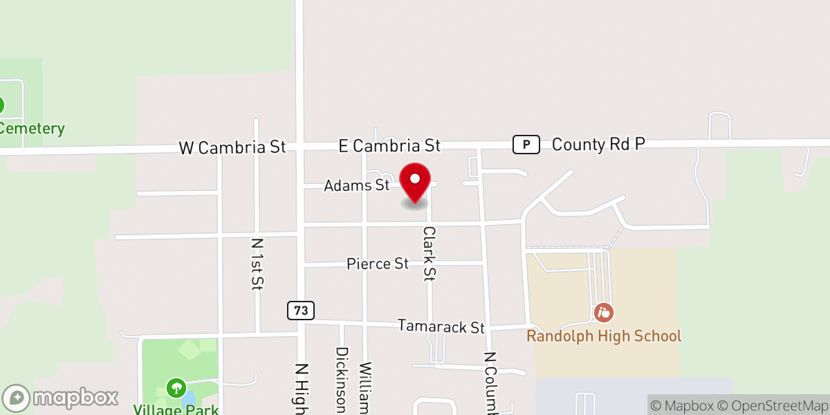 Map showing location of Randolph Protestant Ref Church