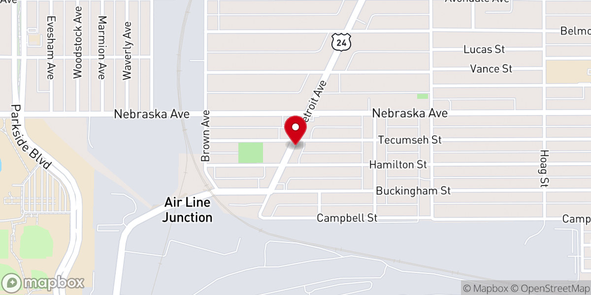 Map showing location of Paradise Missionary Baptist Church
