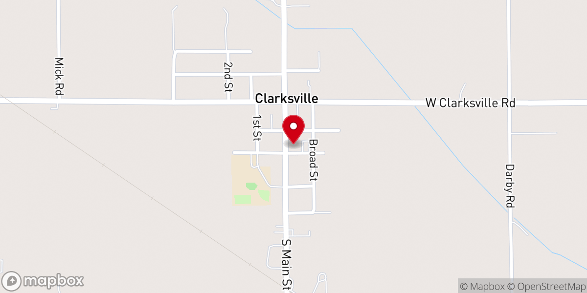 Map showing location of Clarksville Bible Church