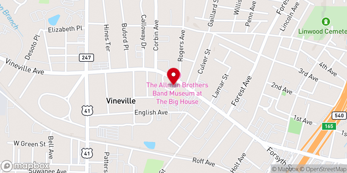 Map showing location of First Christian Church of Macon