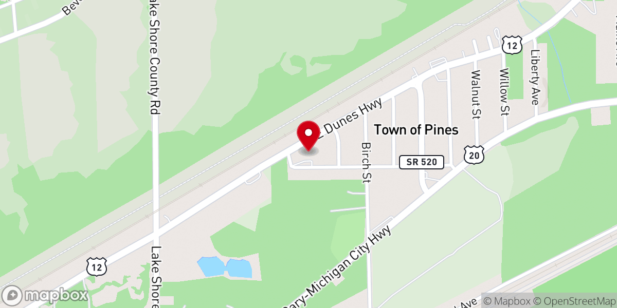 Map showing location of Pines Bible Church