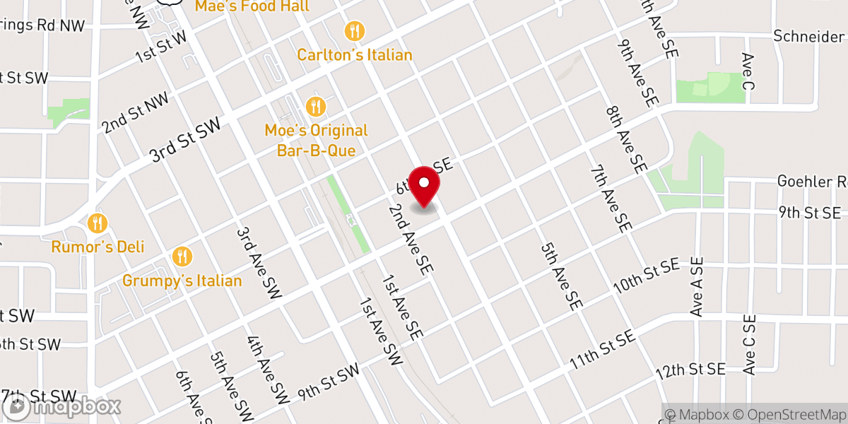 Map showing location of First Presbyterian Church