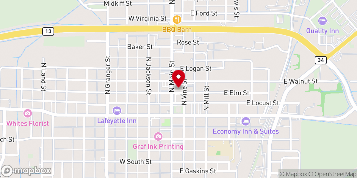 Map showing location of First Baptist Church Complex