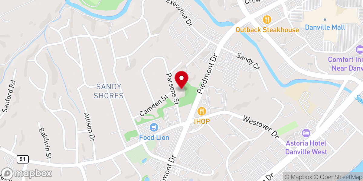 Map showing location of Sandy Shores Baptist Church