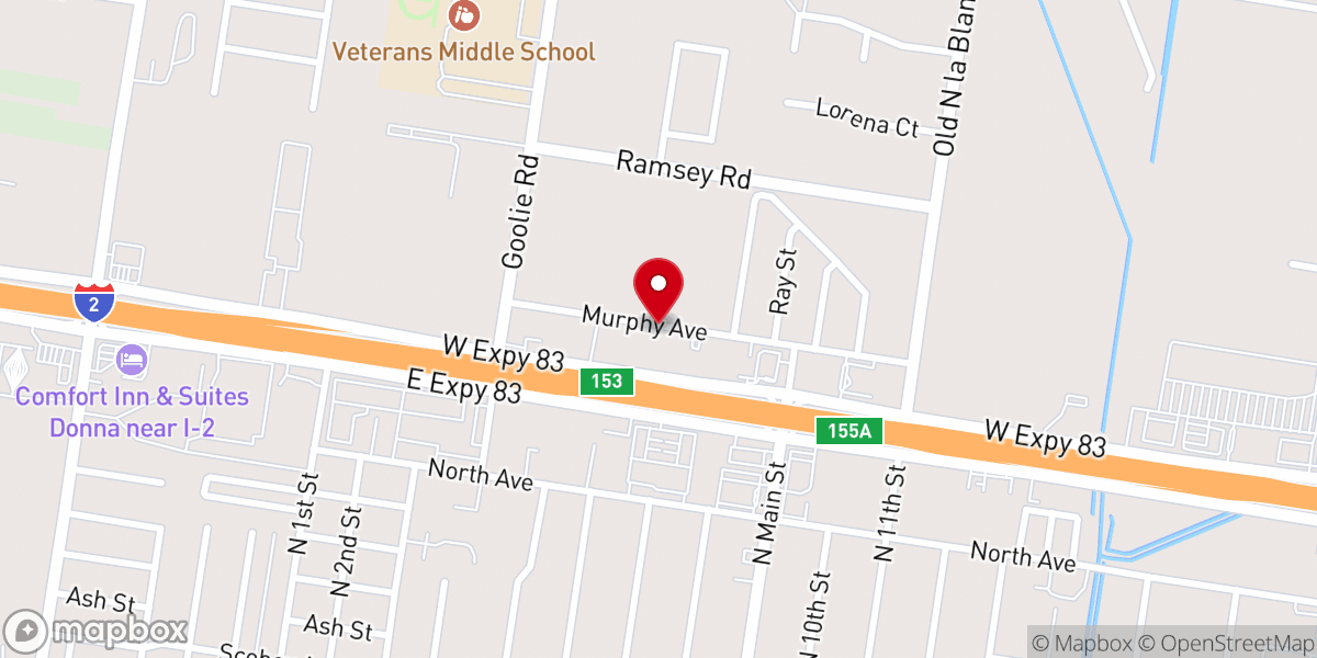Map showing location of New Life Temple- Donna I Apostolic Church