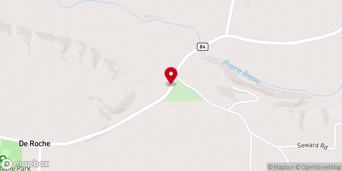 Map showing location of Prairie Bayou Church