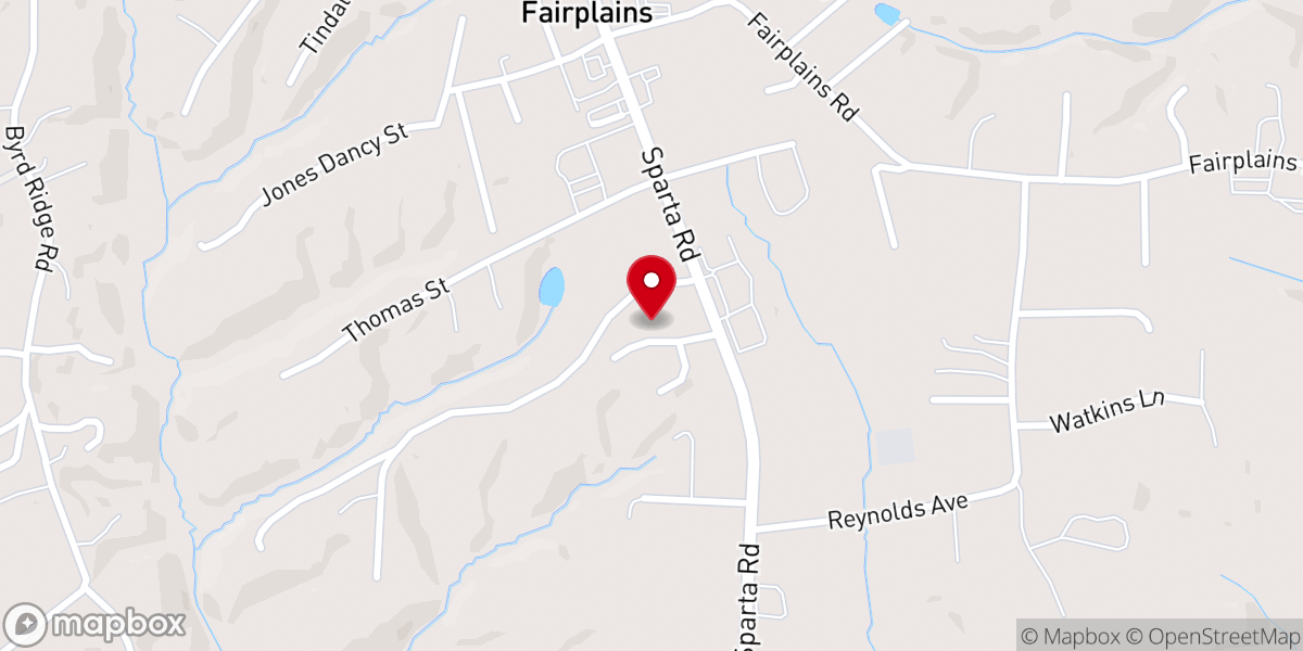 Map showing location of Fairplains Baptist Church