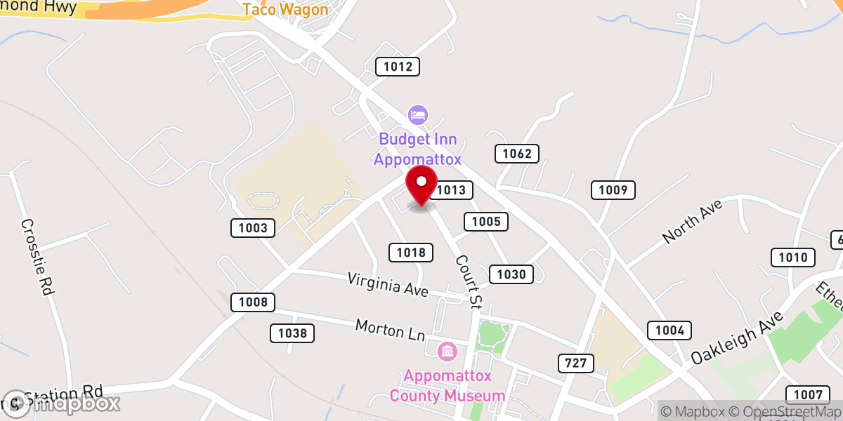 Map showing location of Appomattox Seventh-day Adventist Church