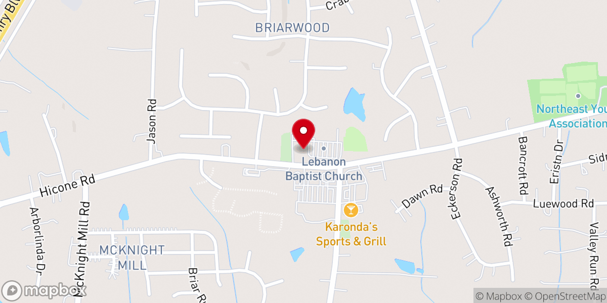 Map showing location of Lebanon Baptist Church