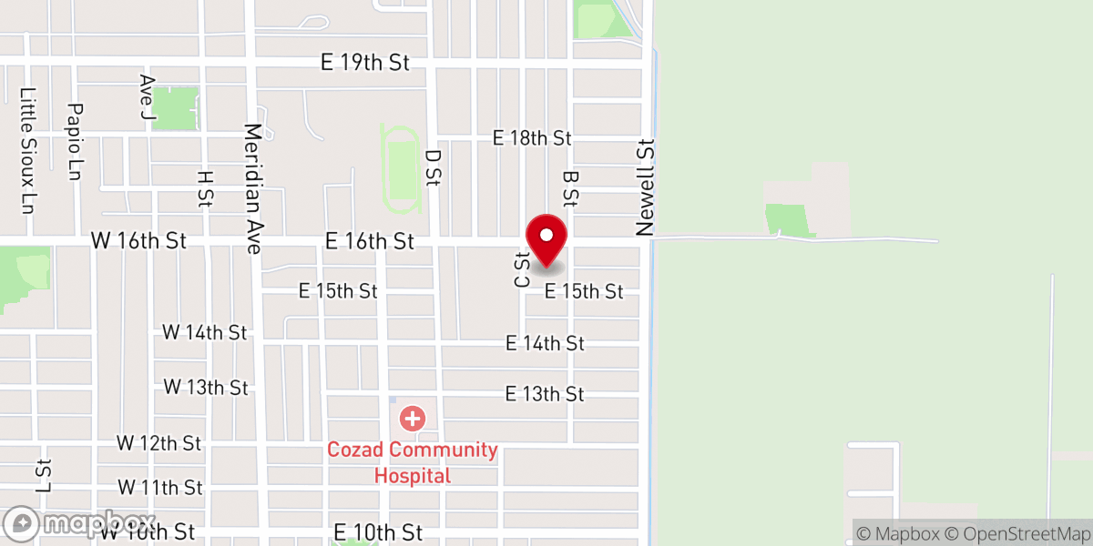 Map showing location of Cozad UNITED Methodist Church