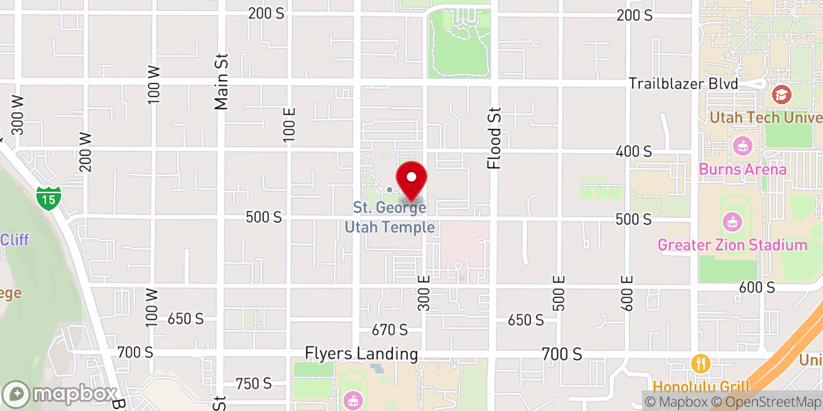 Map showing location of St. George Temple Visitors' Center