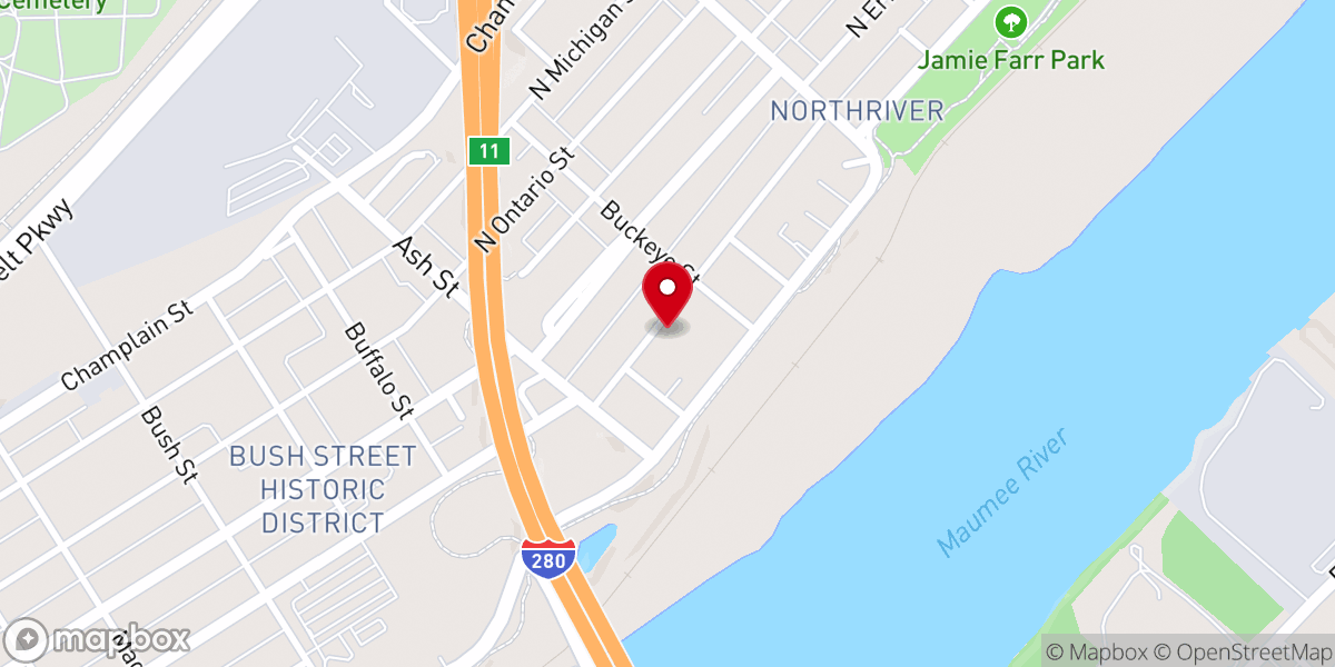 Map showing location of Charity Baptist Church