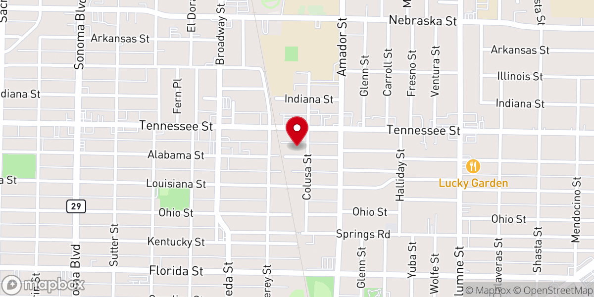 Map showing location of Liberty Church Vallejo