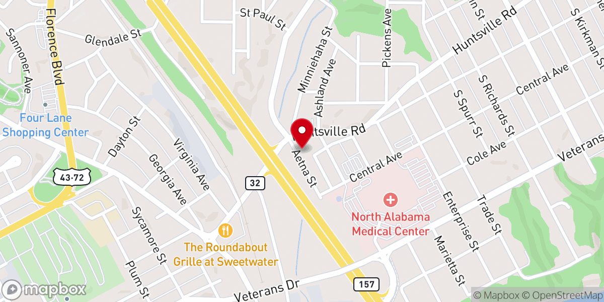 Map showing location of Central Baptist Church
