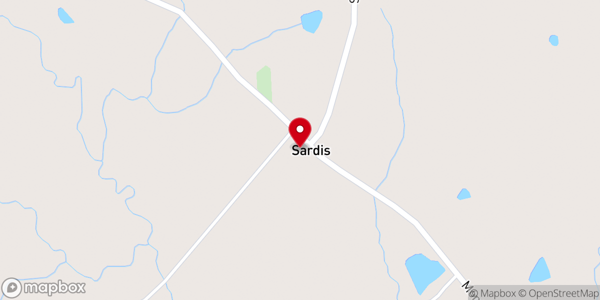 Map showing location of Sardis Baptist Church
