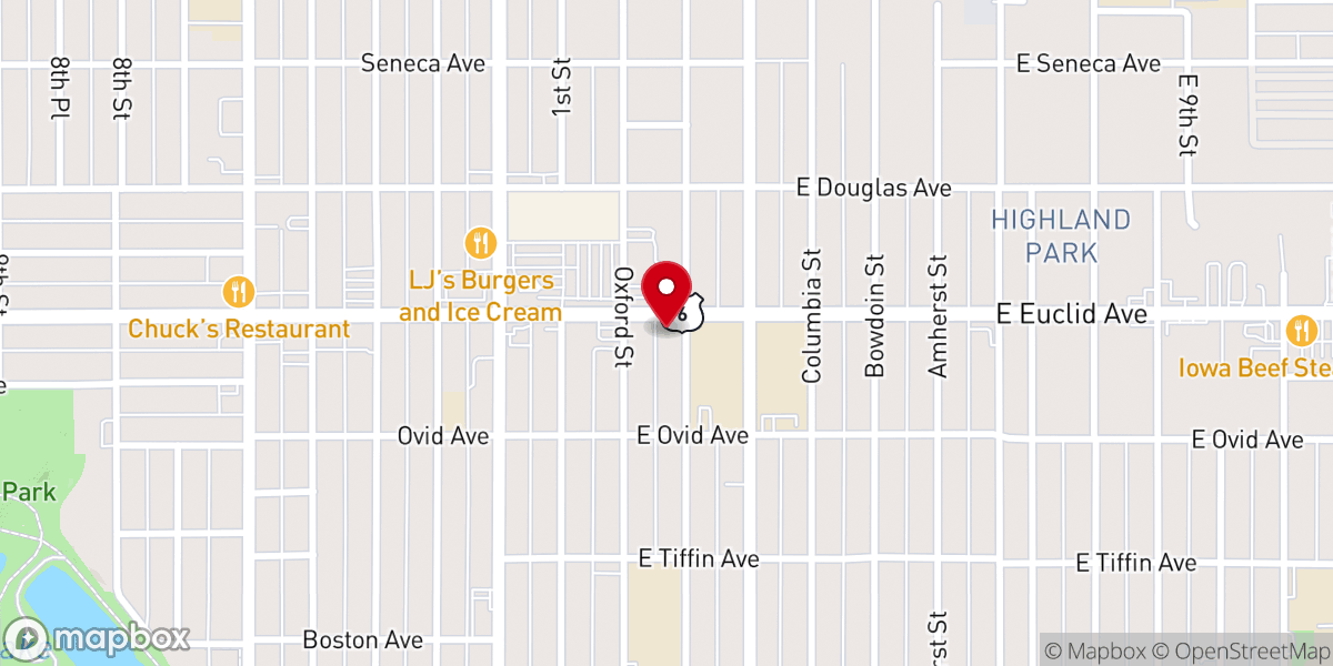 Map showing location of Highland Park Lutheran Church